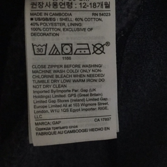 Gap Boys 12-18M Zip Up Hoodie - Picture 4 of 4